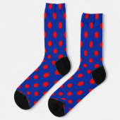 Chaussette Motif de points rouges sur fond bleu (Gauche)