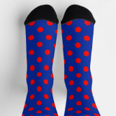Chaussette Motif de points rouges sur fond bleu (Haut)