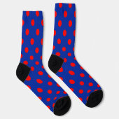 Chaussette Motif de points rouges sur fond bleu (Droite)