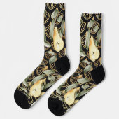 Chaussette Motif de poires d'aquarelle et d'échelles d'or (Gauche)