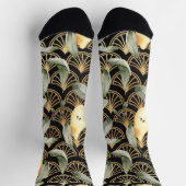 Chaussette Motif de poires d'aquarelle et d'échelles d'or (Haut)