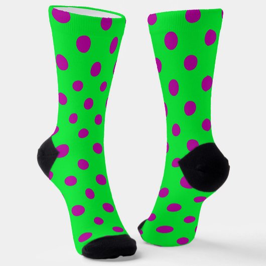 Chaussette Motif de pois violet sur fond vert