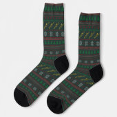 Chaussette Motif de pull de Noël moche Trombone Fêtes de fin (Gauche)