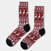 Chaussette Motif de pull de Noël Rennes Fériés Rouges (Gauche)