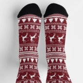 Chaussette Motif de pull de Noël Rennes Fériés Rouges (Haut)