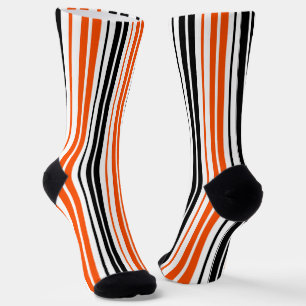 Chaussette Motif de rayures orange noir blanc Design