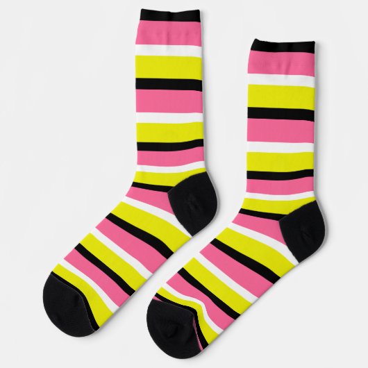 Chaussette Motif de rayures rose jaune (Gauche)