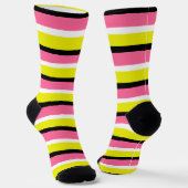 Chaussette Motif de rayures rose jaune (Angulaire)