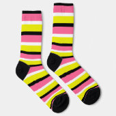 Chaussette Motif de rayures rose jaune (Droite)