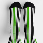Chaussette Motif de rayures vert noir blanc  (Haut)