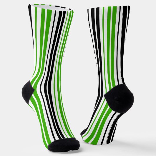 Chaussette Motif de rayures vert noir blanc  (Angulaire)