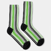 Chaussette Motif de rayures vert noir blanc  (Droite)