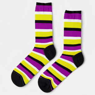 Chaussette Motif de rayures violet jaune