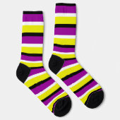 Chaussette Motif de rayures violet jaune (Droite)