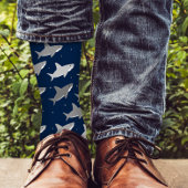 Chaussette Motif de requin gris bleu mou