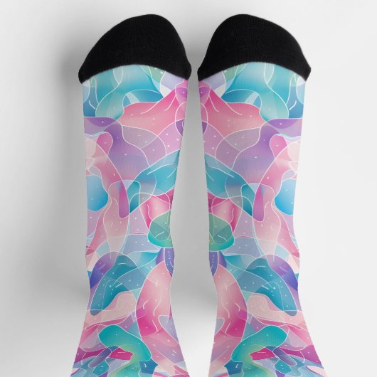 Chaussette Motif de ruban abstrait pastel (Haut)