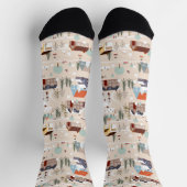 Chaussette Motif de scène confortable du Village d'hiver (Haut)