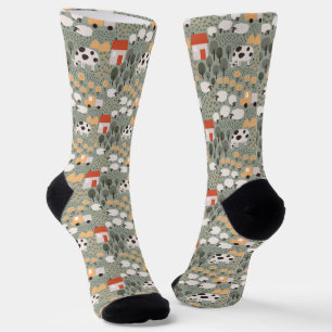 Chaussette Motif de scène de ferme mignonne