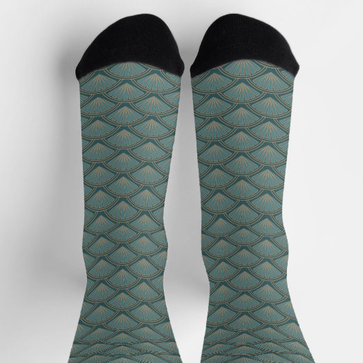 Chaussette Motif de style Art déco en bleu turquoise (Haut)
