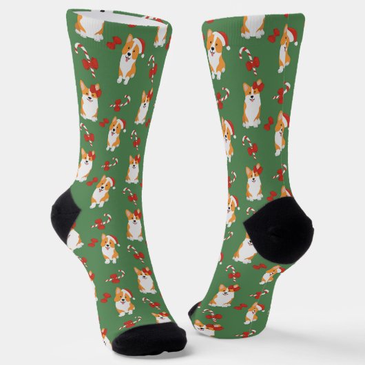 Chaussette Motif de Sucre de canne de Noël de Corgi (Angulaire)