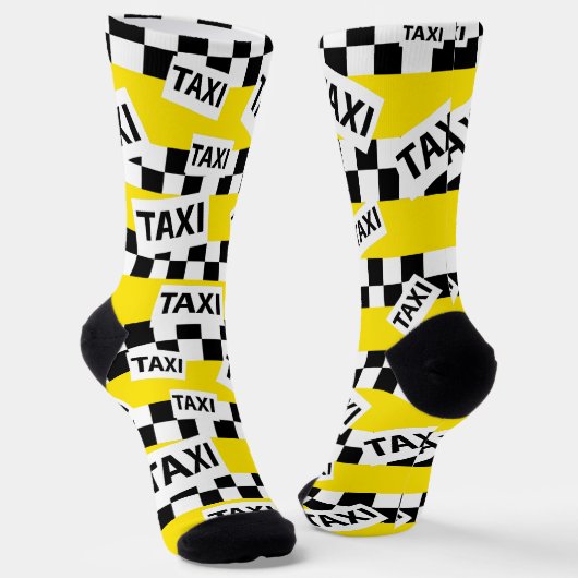 Chaussette Motif de taxi de New York Jaune (Angulaire)