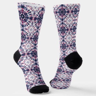 Chaussette Motif de teinture bleu et rouge