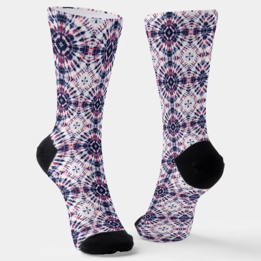 Chaussette Motif de teinture bleu et rouge (Angulaire)