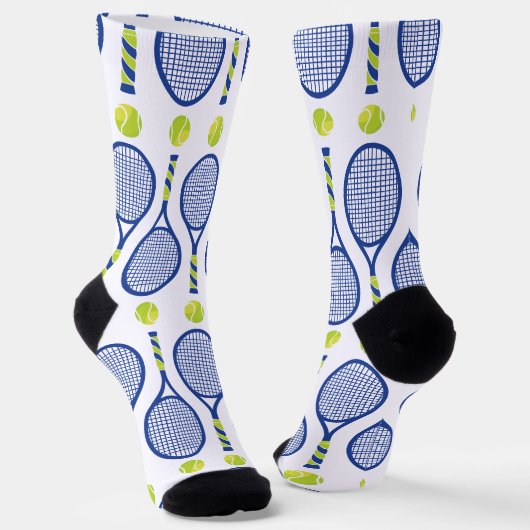 Chaussette Motif de tennis bleu, vert et blanc horizontal 🎾 (Angulaire)