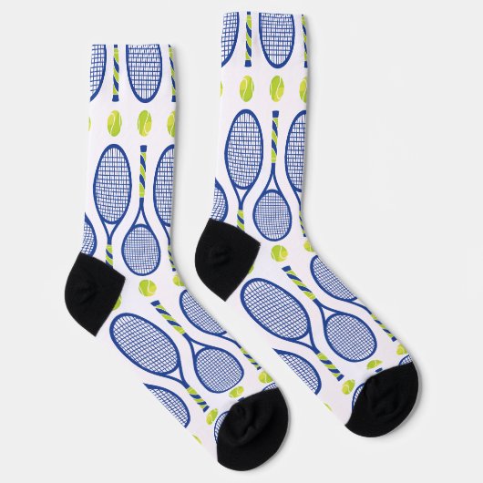 Chaussette Motif de tennis bleu, vert et blanc horizontal 🎾 (Droite)