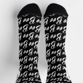 Chaussette Motif de texte du bloc noir blanc Halloween Ghost (Haut)