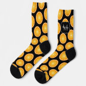 Chaussette Motif de tranches de fruits orange cool monogramme (Gauche)