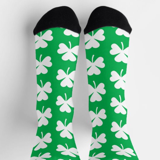 Chaussette Motif de trèfle vert et blanc (Haut)