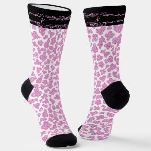Chaussette Motif de vache rose Nom initial