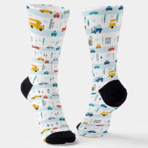 Chaussette Motif de véhicule routier migre