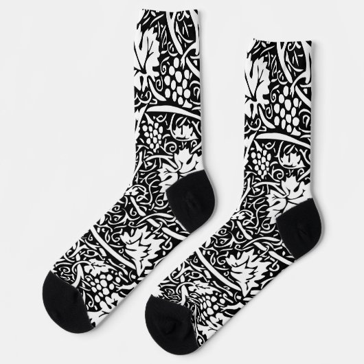 Chaussette Motif de vigne de raisin noir et blanc de William  (Gauche)