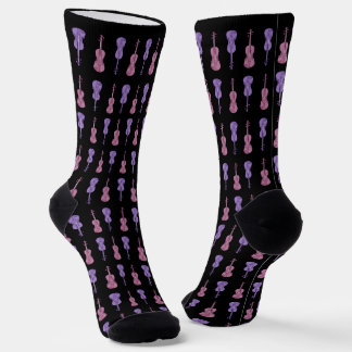 Chaussette Motif de violon - Lavande et rose