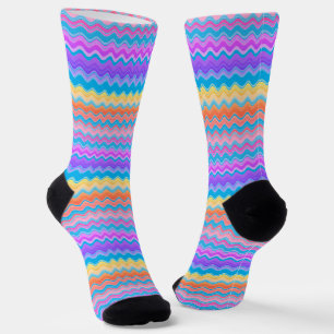 Chaussette Motif de Zigzag multicolore brillant
