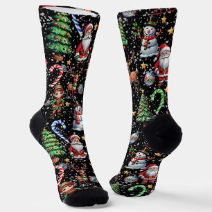Chaussette Motif décoratif de Noël sur fond noir