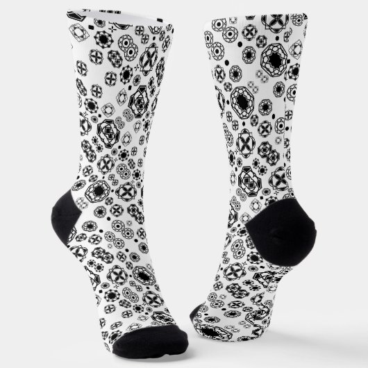 Chaussette Motif décoratif noir blanc arabesque (Angulaire)
