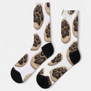 Chaussette Motif d'empreinte de patte de chien réaliste sur f