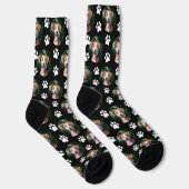 Chaussette Motif d'empreinte de patte de photo d'animal de co (Droite)