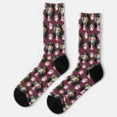 Chaussette Motif d'empreinte de patte de photo d'animal de co (Gauche)