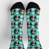 Chaussette Motif d'empreinte de patte de photo d'animal de co (Haut)