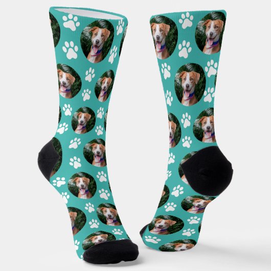 Chaussette Motif d'empreinte de patte de photo d'animal de co (Angulaire)