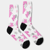 Chaussette Motif Des Eléphants Roses, Eléphants Mignons, Étoi (Droite)