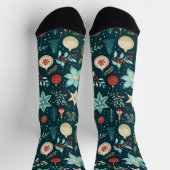 Chaussette Motif des ornements et fleurs de Noël rétro (Haut)