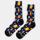 Chaussette Motif d'exploration spatiale coloré (Gauche)
