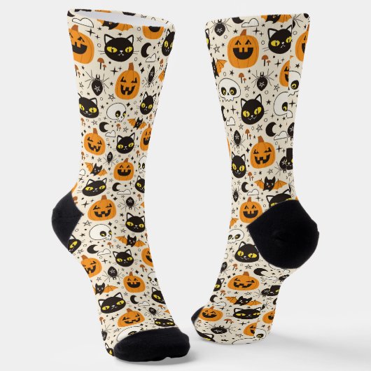 Chaussette Motif d'Halloween rétro (Angulaire)