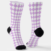 Chaussette Motif diamant à carreaux blanc violet (Angulaire)