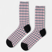 Chaussette Motif diamant à carreaux gris rose (Gauche)